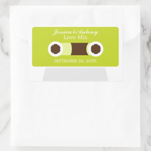 Retro-Mixtape-Gastgeschenk Hochzeit Rechteckiger Aufkleber (Tasche)