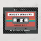 Retro Mixtape Geburtstagspartei Einladungspostkarte (Vorderseite)
