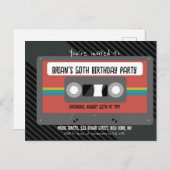 Retro Mixtape Geburtstagspartei Einladungspostkarte (Vorne/Hinten)