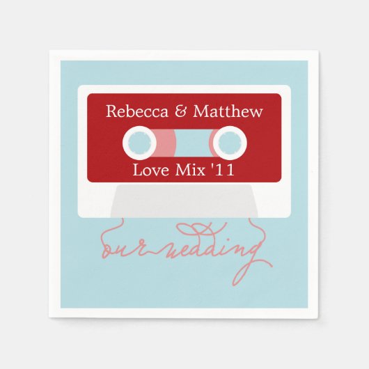 Retro-Mixtape-Hochzeit Serviette (Vorderseite)