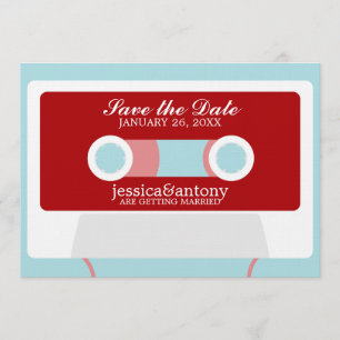 Retro-Mixtape-Hochzeit Termin zur Verlobung Einladung