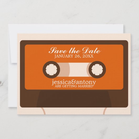 Retro-Mixtape-Hochzeit Terminankündigung Einladung (Vorderseite)