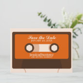 Retro-Mixtape-Hochzeit Terminankündigung Einladung (Stehend Vorderseite)