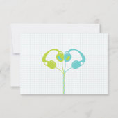 Retro Mixtape Wedding Blue und Limon Dankeskarte (Rückseite)