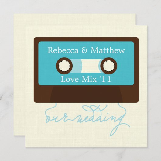 Retro Mixtape Wedding Einladung (Vorne/Hinten)