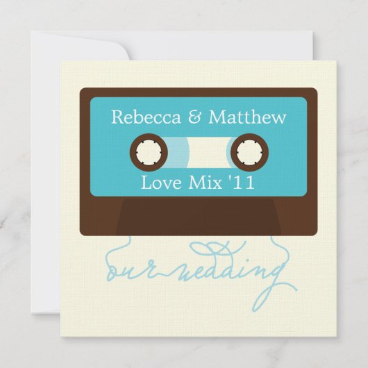 Retro Mixtape Wedding Einladung (Vorderseite)