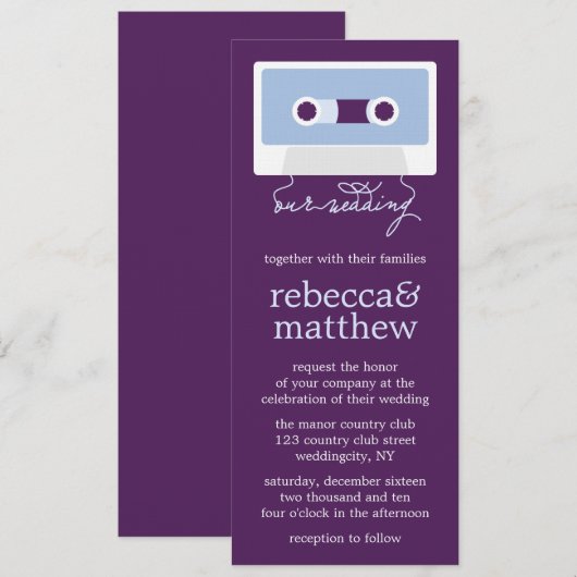 Retro Mixtape Wedding Einladung (Vorne/Hinten)