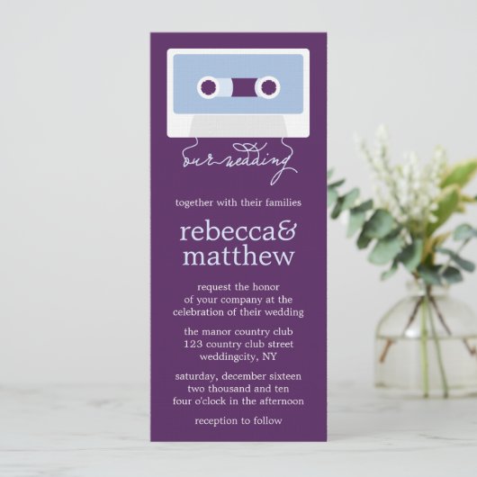 Retro Mixtape Wedding Einladung (Stehend Vorderseite)