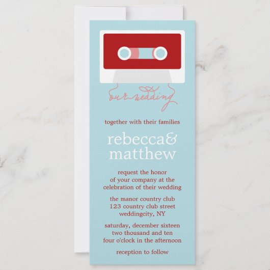 Retro Mixtape Wedding Einladung (Vorderseite)