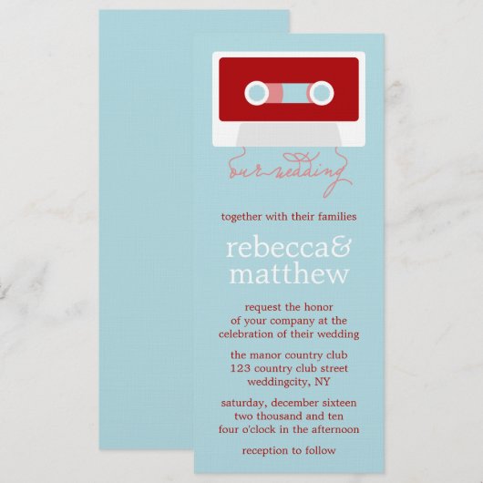 Retro Mixtape Wedding Einladung (Vorne/Hinten)