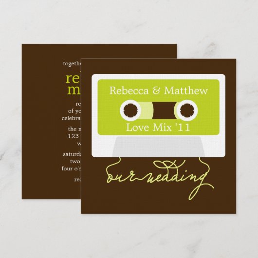 Retro Mixtape Wedding Einladung (Vorne/Hinten)