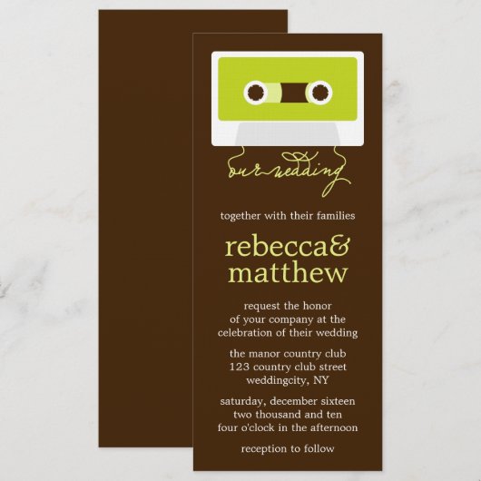 Retro Mixtape Wedding Einladung (Vorne/Hinten)