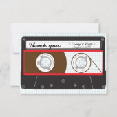Retro Mixtape Wedding Red, Black & White Dankeskarte (Vorderseite)