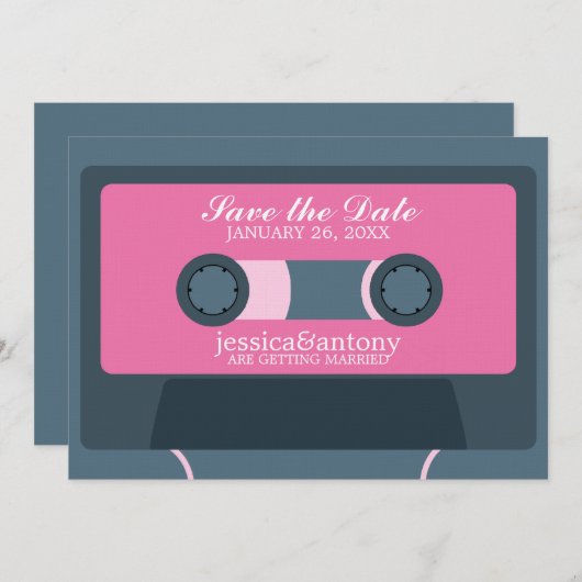 Retro Mixtape Wedding Save the Date (Vorne/Hinten)