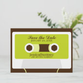 Retro Mixtape Wedding Save the Date (Stehend Vorderseite)