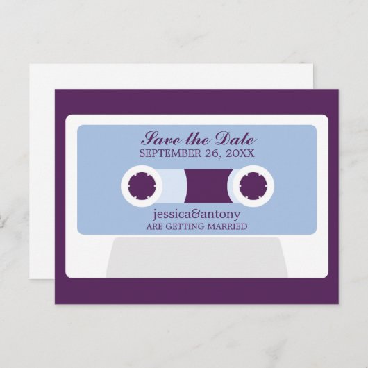 Retro Mixtape Wedding Save the Date Ankündigungspostkarte (Vorne/Hinten)
