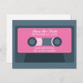 Retro Mixtape Wedding Save the Date Ankündigungspostkarte (Vorne/Hinten)