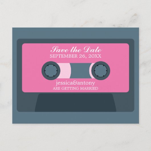Retro Mixtape Wedding Save the Date Ankündigungspostkarte (Vorderseite)