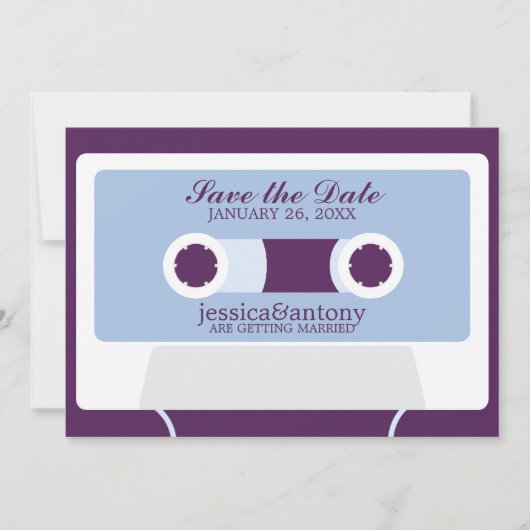 Retro Mixtape Wedding Save the Date Einladung (Vorderseite)