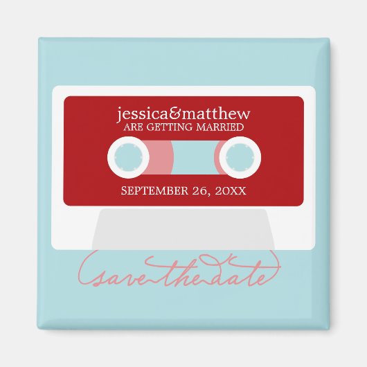 Retro Mixtape Wedding Save the Date Magnet (Vorne)