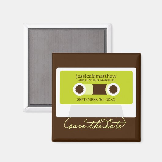 Retro Mixtape Wedding Save the Date Magnet (Vorderseite/Rückseite)