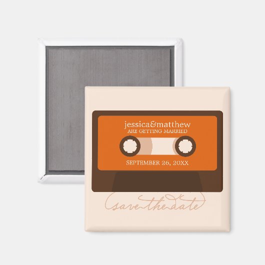 Retro Mixtape Wedding Save the Date Magnet (Vorderseite/Rückseite)