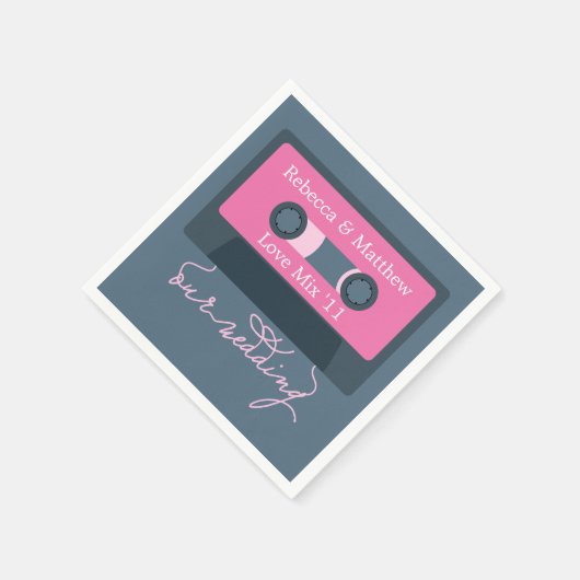 Retro Mixtape Wedding Serviette (Ecke)
