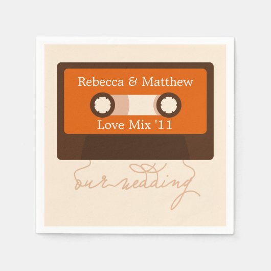 Retro Mixtape Wedding Serviette (Vorderseite)