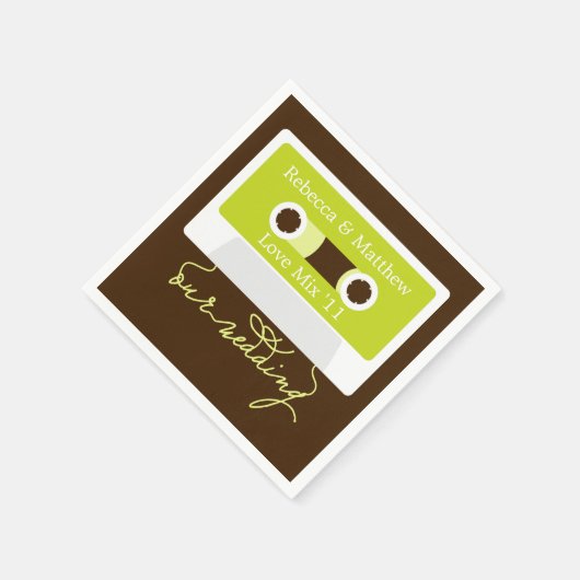 Retro Mixtape Wedding Serviette (Ecke)