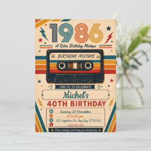 Retro-Mixtape zum 40. Geburtstag Einladung