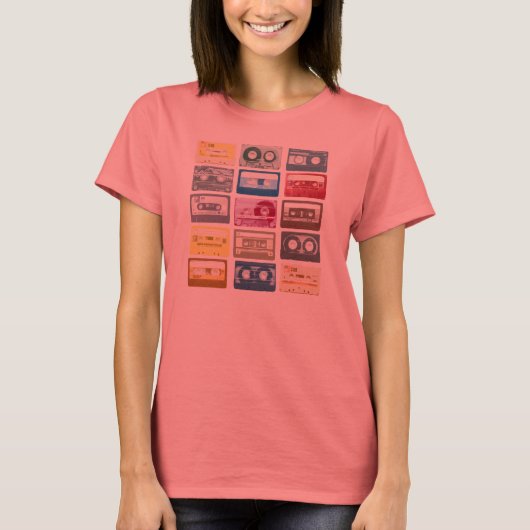 Retro Mixtapes Print Apparel T-Shirt (Vorderseite)