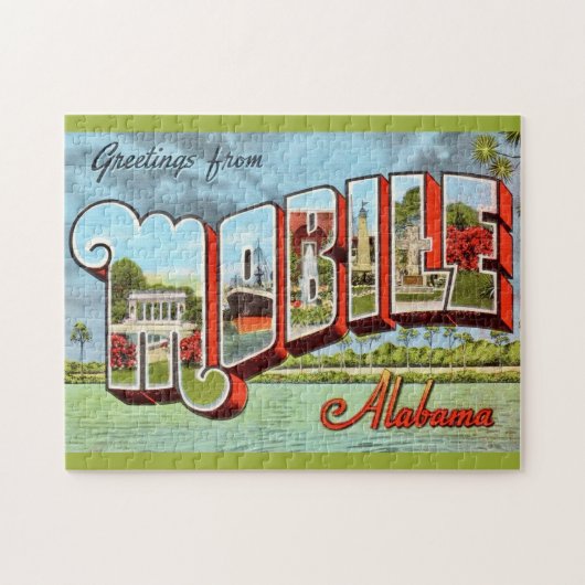 Retro Mobile Alabama Postcard Puzzle (Horizontal)