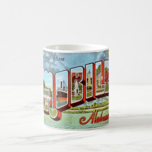 Retro Mobile Alabama Postcard Tasse (Mittel)