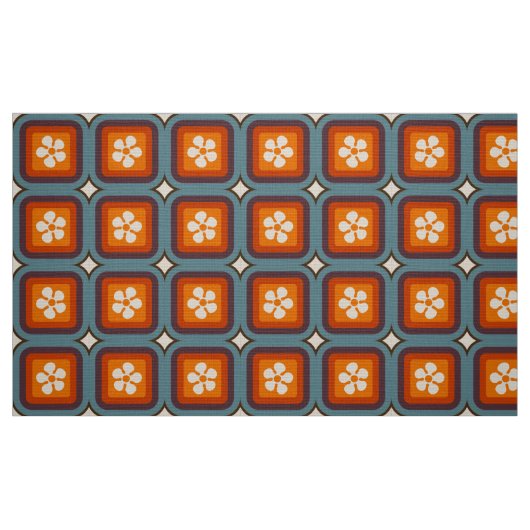 Retro Mod 60er 70er Blume Stoffmuster Stoff (Fat Quarter (45,7 x 55,9 cm))