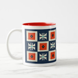 Retro Mod Abstrakt Geometric Butterfly Pattern Zweifarbige Tasse