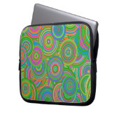 Retro Mod abstrakte Kreise, grün und orange rot Laptopschutzhülle (Vorderseite Links)