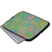 Retro Mod abstrakte Kreise, grün und orange rot Laptopschutzhülle (Vorne Knopf)