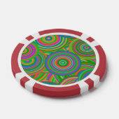 Retro Mod abstrakte Kreise, grün und orange rot Pokerchips (Einzeln)