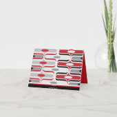 Retro Mod Art Deco Zig Zag Funky Pattern Red Black Dankeskarte (Rückseite)