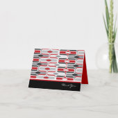 Retro Mod Art Deco Zig Zag Funky Pattern Red Black Dankeskarte (Vorderseite)