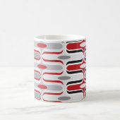 Retro Mod Art Deco Zig Zag Funky Pattern Red Black Kaffeetasse (Mittel)