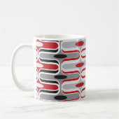Retro Mod Art Deco Zig Zag Funky Pattern Red Black Kaffeetasse (Links)