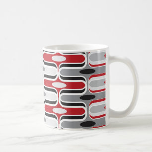 Retro Mod Art Deco Zig Zag Funky Pattern Red Black Kaffeetasse