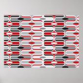 Retro Mod Art Deco Zig Zag Funky Pattern Red Black Poster (Vorne)