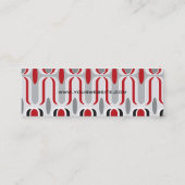 Retro Mod Art Deco Zig Zag Funky Pattern Rot Schwa Mini Visitenkarte (Rückseite)