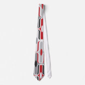 Retro Mod Art Deco Zig Zag Red Black Ogee Muster Krawatte (Vorderseite)