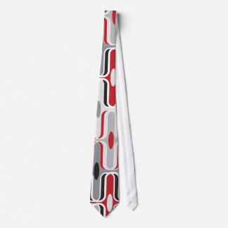 Retro Mod Art Deco Zig Zag Red Black Ogee Muster Krawatte