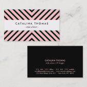 Retro Mod Black and Pink Pattern Business Card Visitenkarte (Vorne/Hinten)