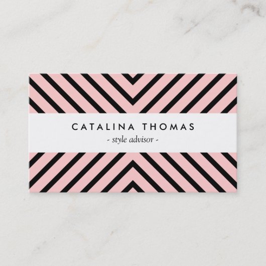 Retro Mod Black and Pink Pattern Business Card Visitenkarte (Vorderseite)