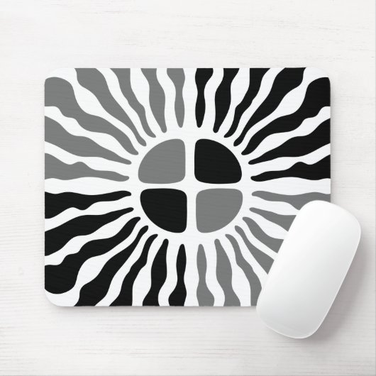 Retro Mod Black and White Sunburst Geometric Mouse Mousepad (Mit Mouse)